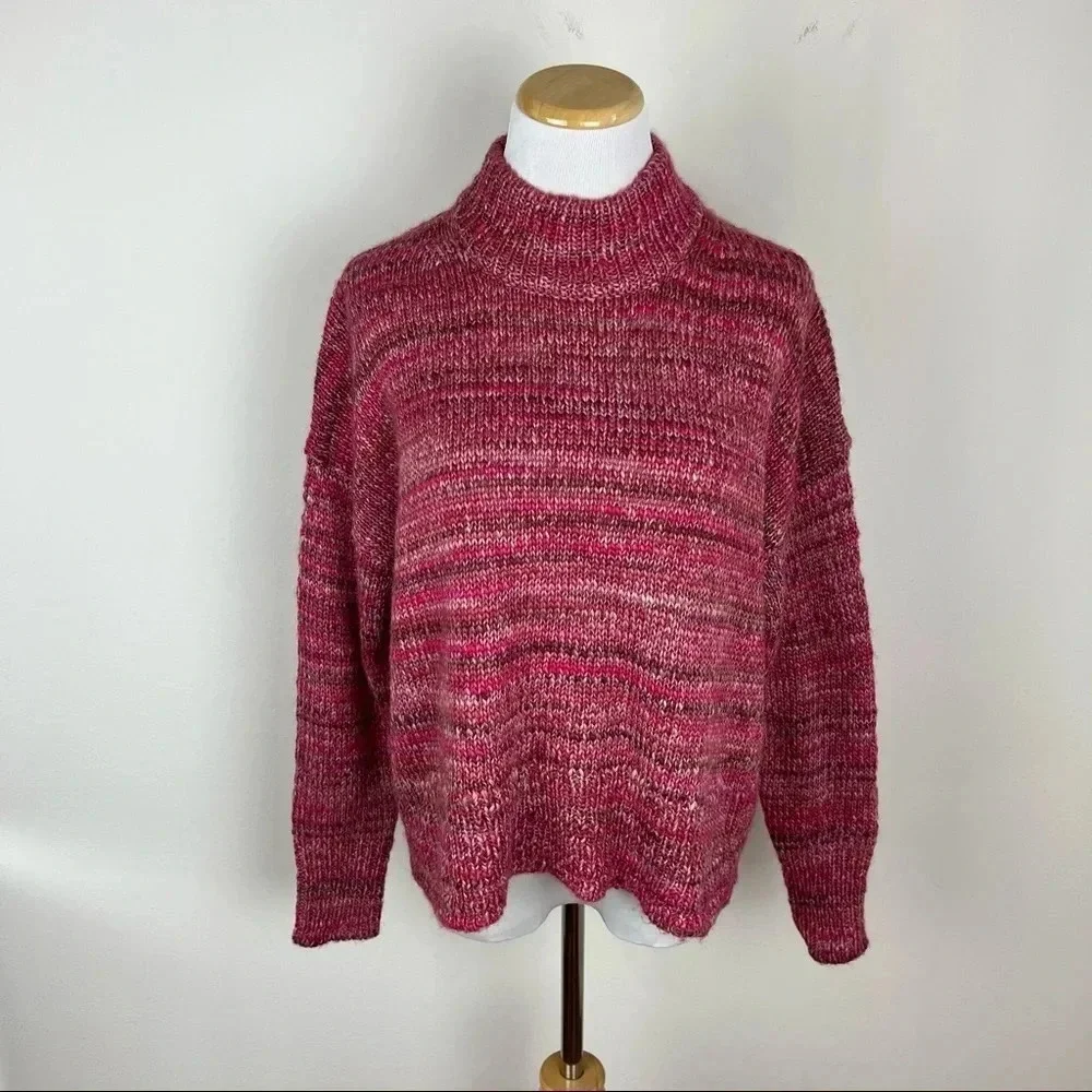 J. Crew Space Dye Mockneck Turtleneck Sweater Pink Size XS